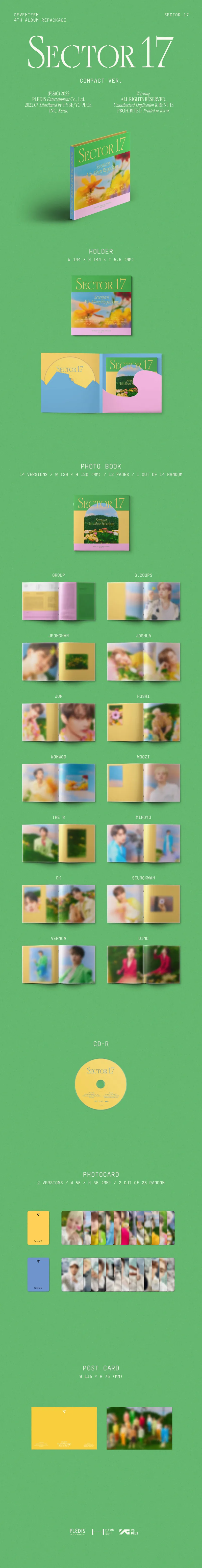 [랜덤] 세븐틴 (SEVENTEEN) - 정규 4집 리패키지 [SECTOR 17] (COMPACT Ver.) 2