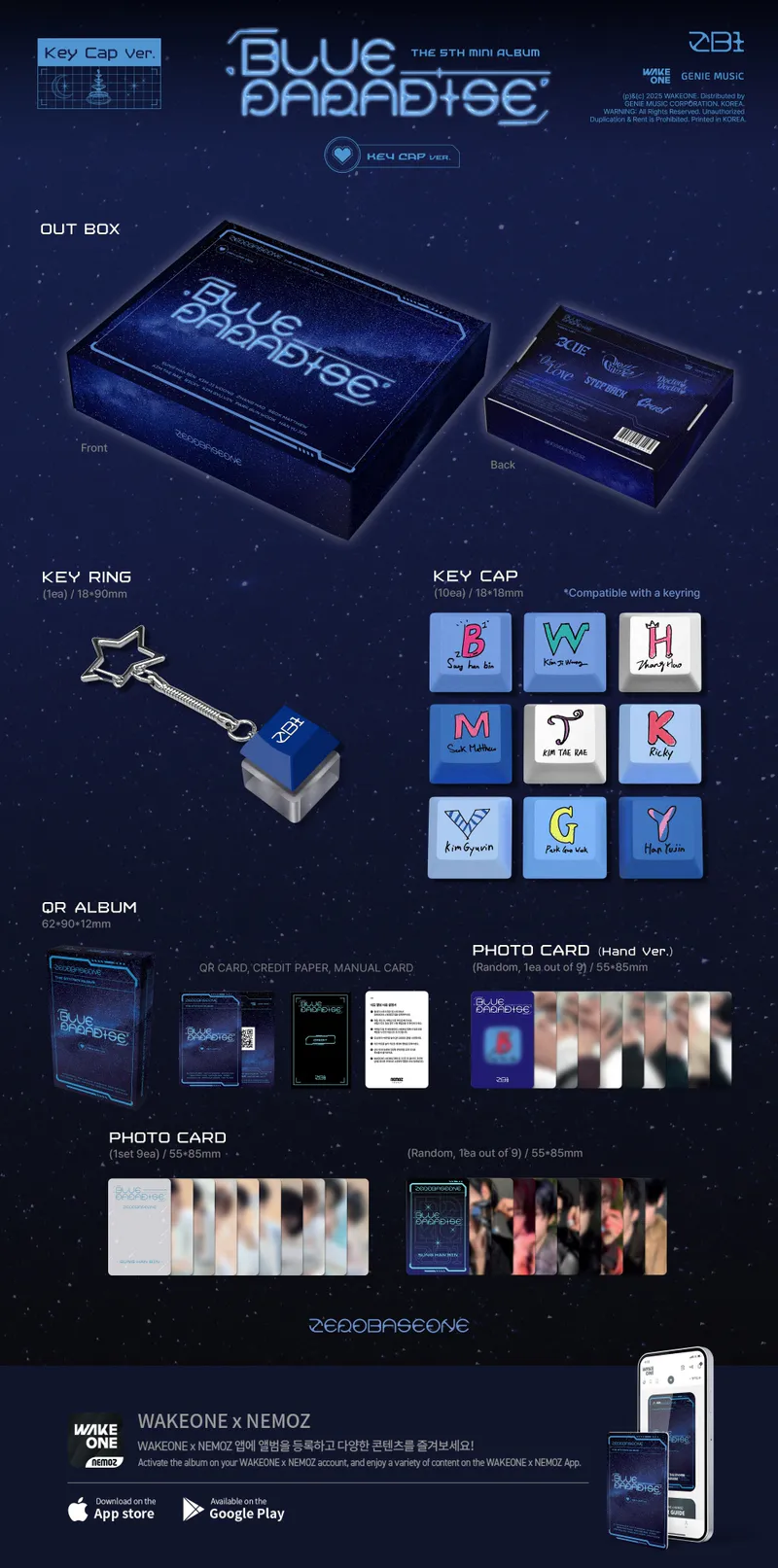 ZEROBASEONE - 미니 5집 [BLUE PARADISE] (Key Cap Ver.) 2