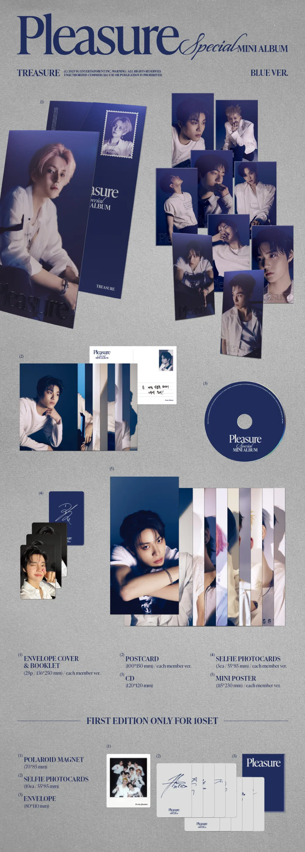 트레저 (TREASURE) - SPECIAL MINI ALBUM [PLEASURE] [BLUE VER.] 상세 이미지 2