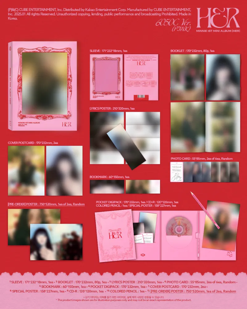 [랜덤] 민니 ((여자)아이들) - 미니 1집 [HER] (2035C(RED) Ver. / 6050C(PINK) Ver.) 3
