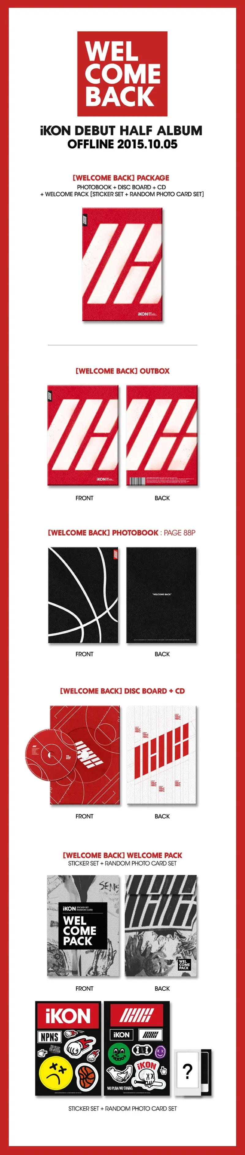 아이콘 (iKON) - DEBUT HALF ALBUM [WELCOME BACK] 상세 이미지 2