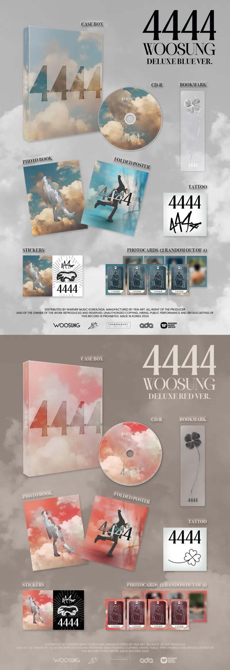 [랜덤] 김우성 (WOO SUNG) - [4444] (DELUXE RED VER., DELUXE BLUE VER.) 2