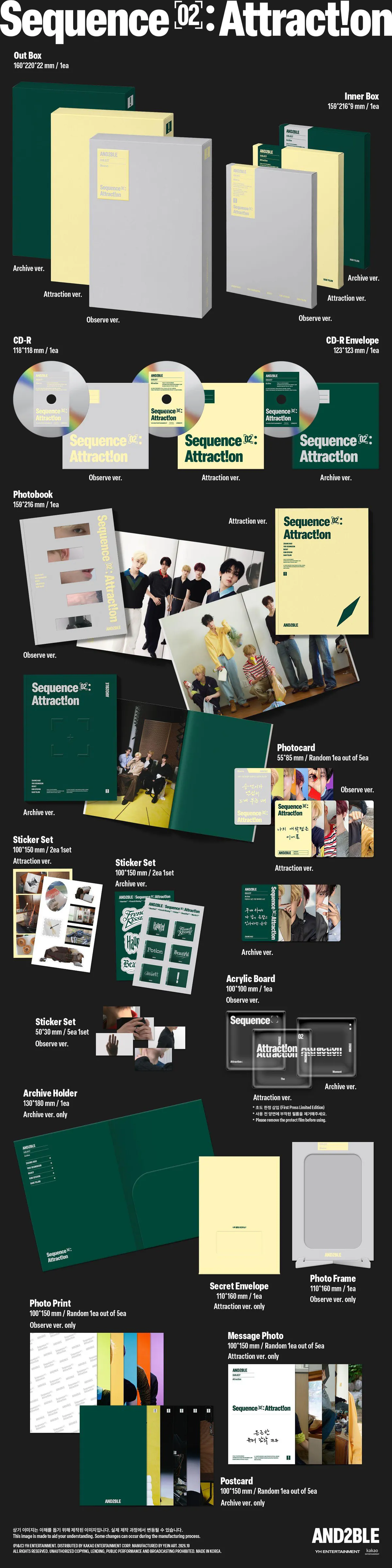 AND2BLE(앤더블) - 미니 2집 [Sequence 02: Attraction] (Observe ver. / Attraction ver. / Archive ver.) 상세 이미지 4