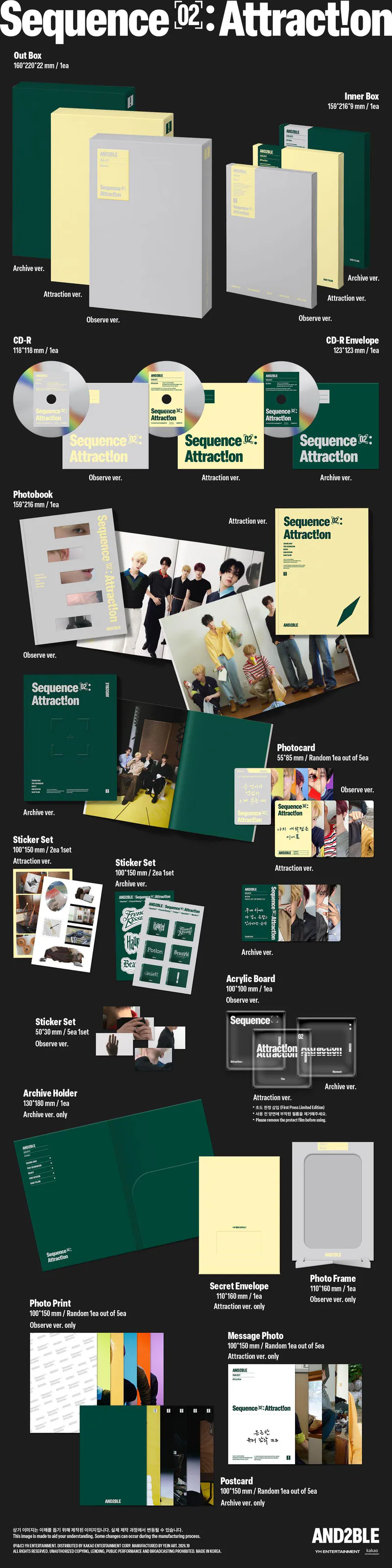 AND2BLE(앤더블) - 미니 2집 [Sequence 02: Attraction] (Observe ver. / Attraction ver. / Archive ver.) 4