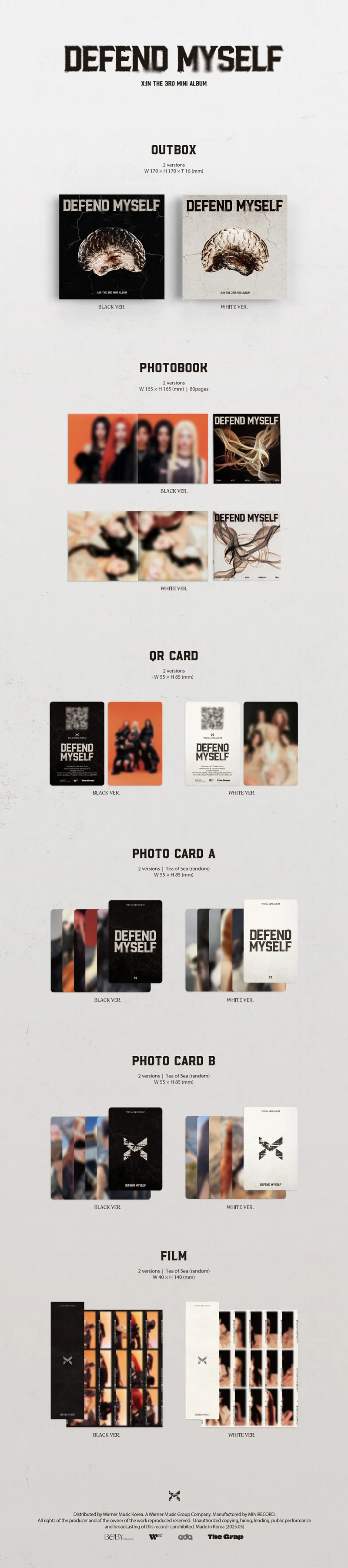 [랜덤] X:IN(엑신) - 미니 3집 [Defend Myself] [Photobook platform Ver.] (BLACK VER., WHITE VER.) 2