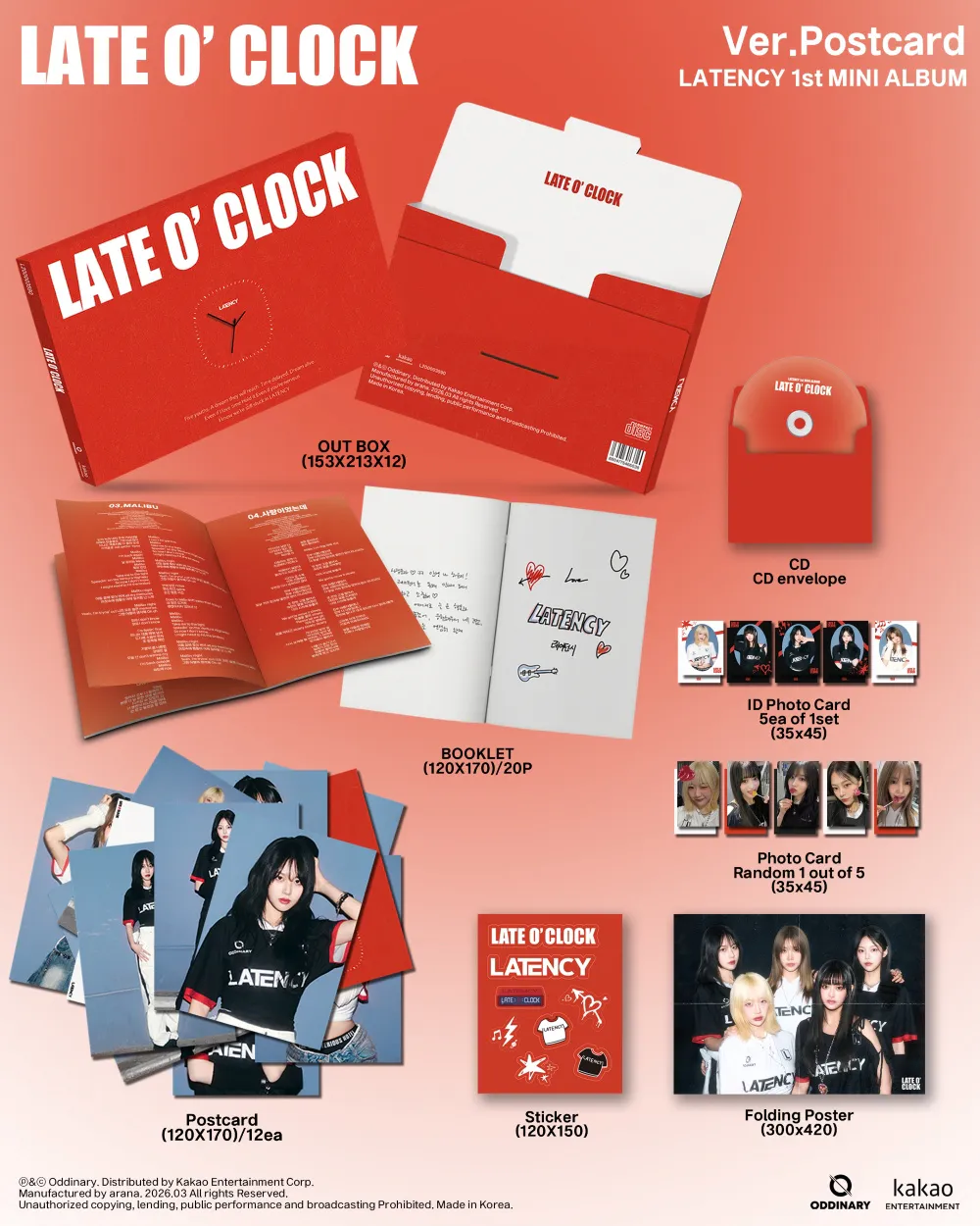 LATENCY (레이턴시) - LATENCY 1st MiNi ALBUM [LATE O’ CLOCK]  (Postcard Ver.) 상세 이미지 2