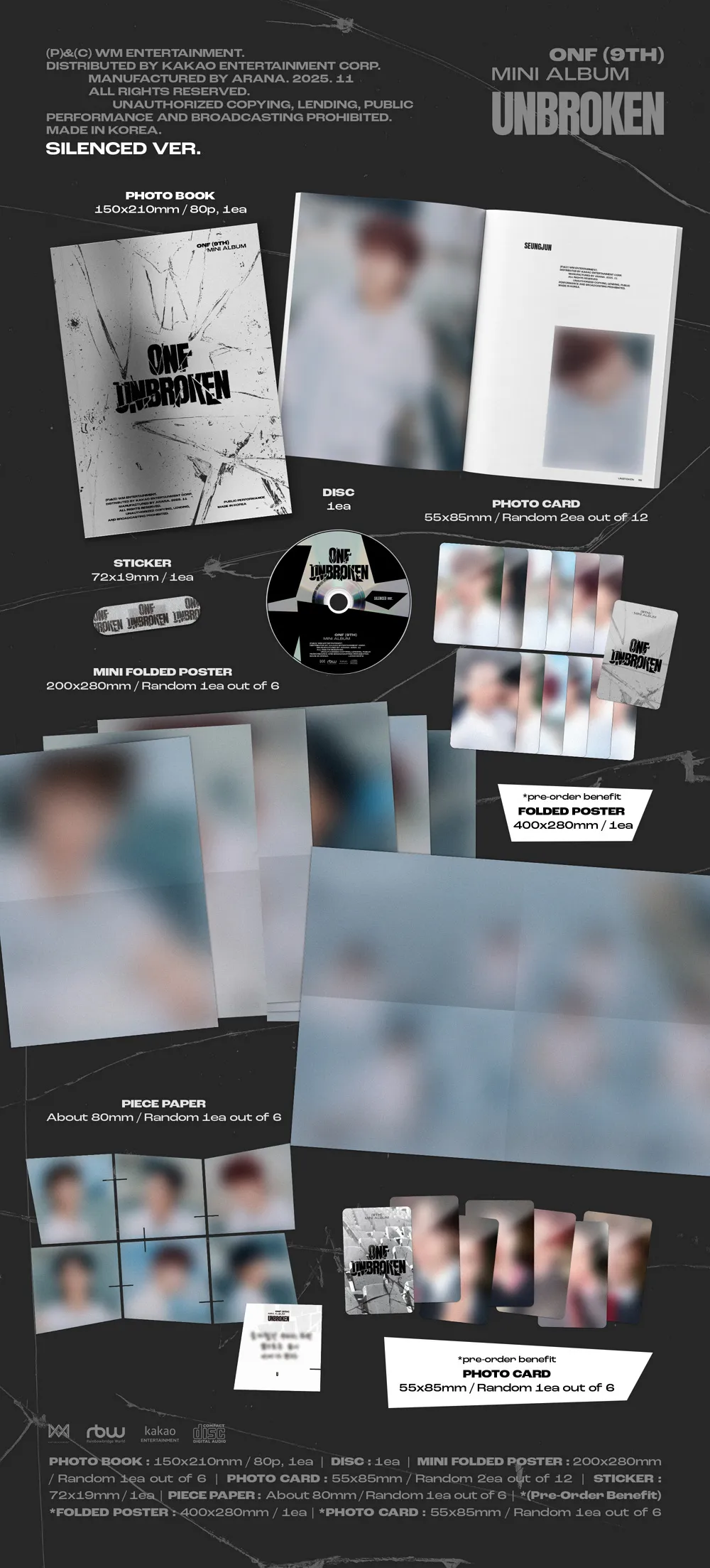 [랜덤] 온앤오프(ONF) - 9TH MINI ALBUM [UNBROKEN] (SILENCED / NO RETREAT VER.) 상세 이미지 2