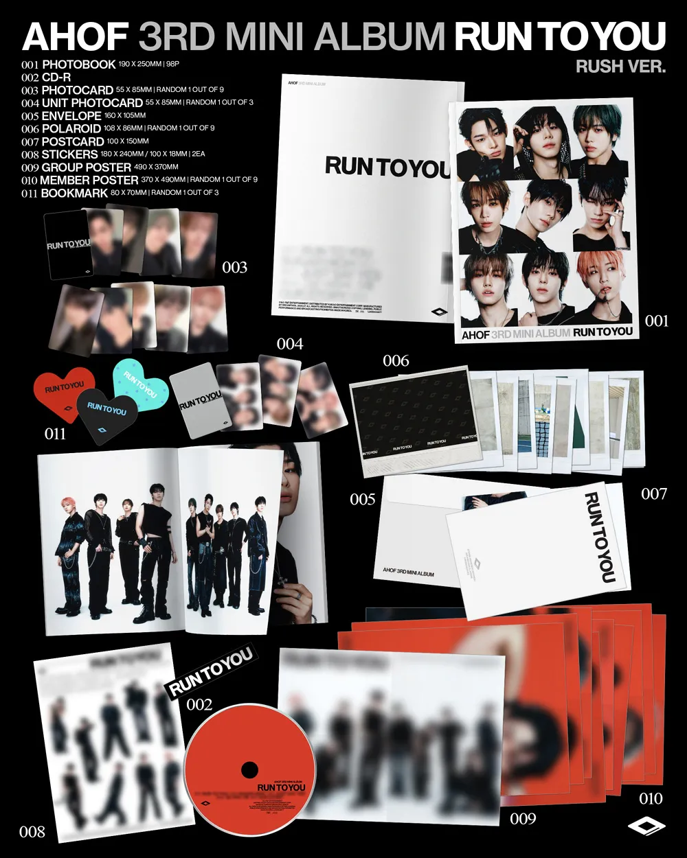 [랜덤] AHOF(아홉) - 미니 3집 [RUN TO YOU] (PHOTOBOOK Ver.) (HEART Ver. / RUSH Ver.) 상세 이미지 3