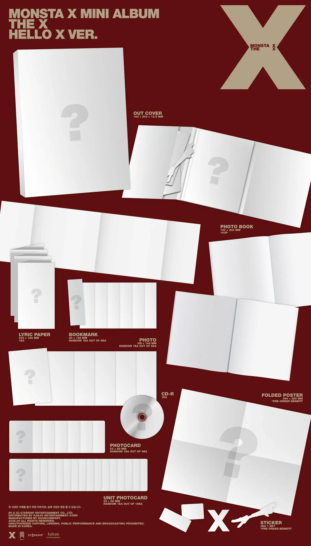 [세트] MONSTA X (몬스타엑스) - MINI ALBUM [THE X]  (UNKNOWN X VER./ UNDERDOG X VER / HELLO X VER./ XX VER.) 상세 이미지 4