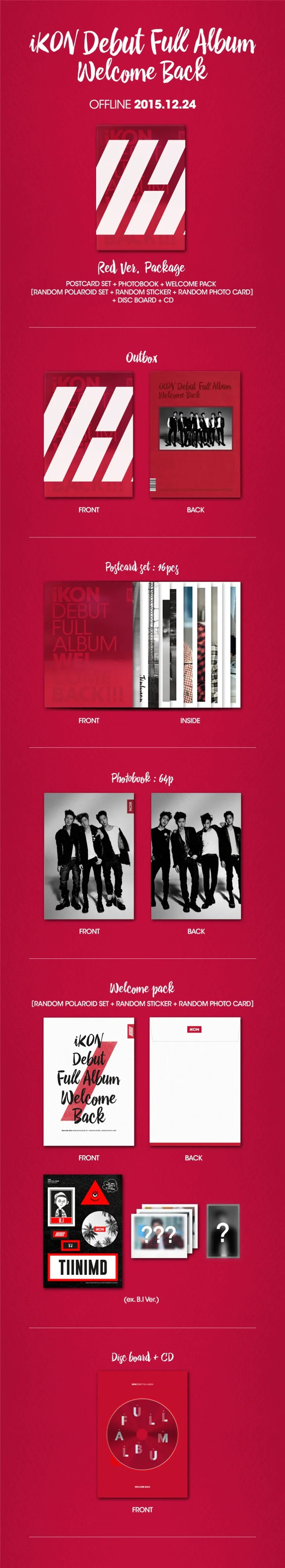 [랜덤] 아이콘 (iKON) - DEBUT FULL ALBUM [WELCOME BACK] 상세 이미지 2