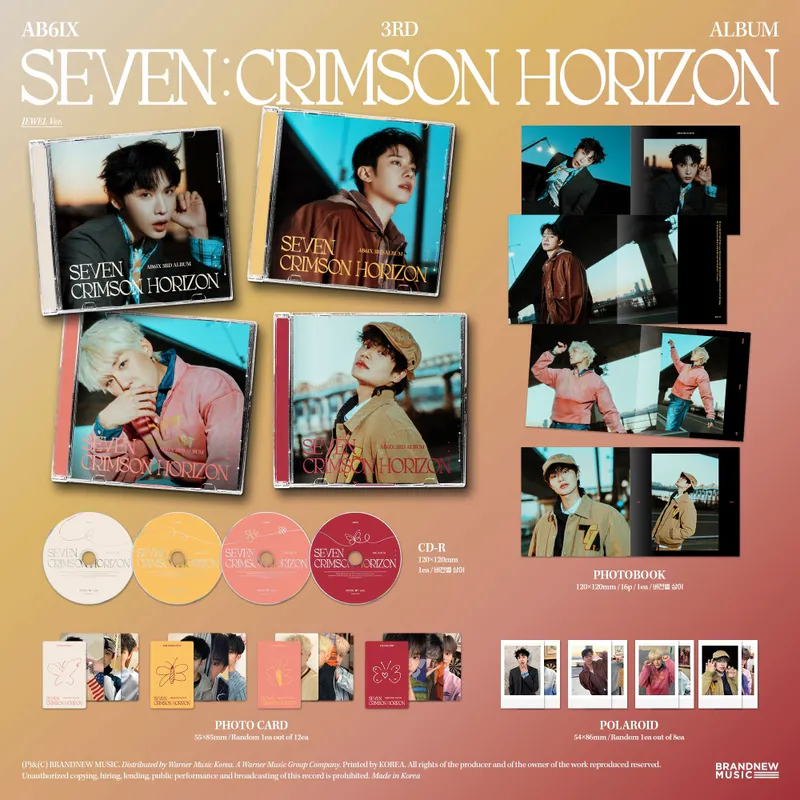 [세트] AB6IX (에이비식스) - 3RD ALBUM [SEVEN : CRIMSON HORIZON] (JEWEL VER.)(JEON WOONG Ver., KIM DONG HYUN Ver., PARK WOO JIN Ver., LEE DAE HWI Ver.) 2